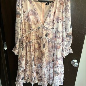 Floral V-Neck Ruffle Dress